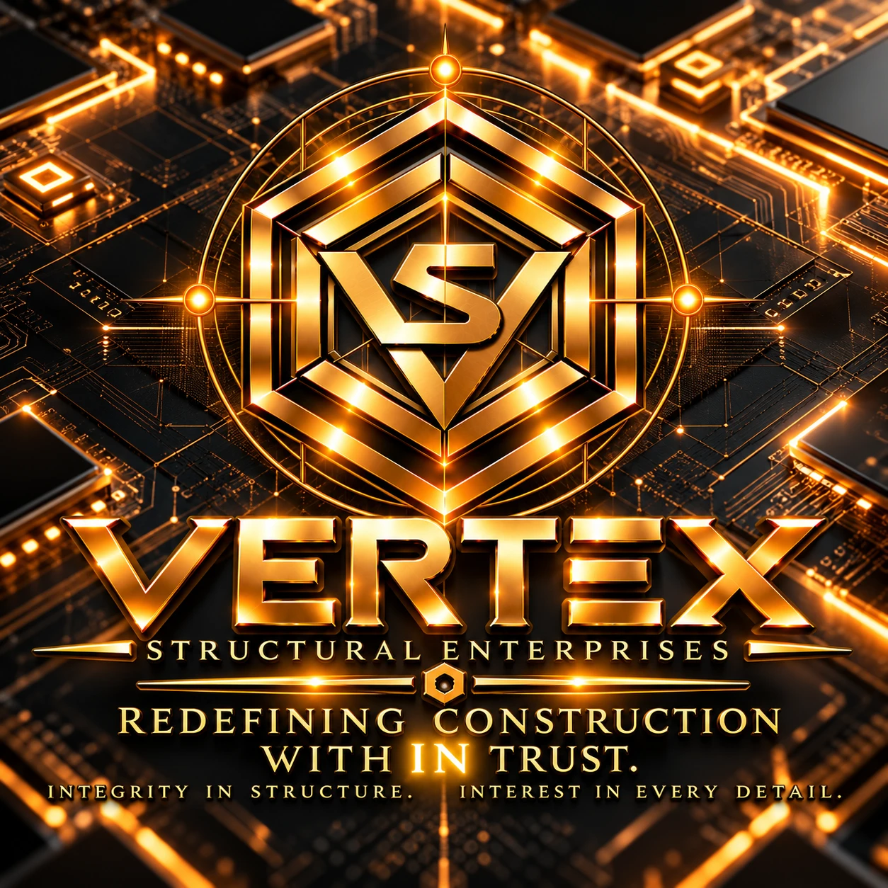 Gold Vertex compass emblem